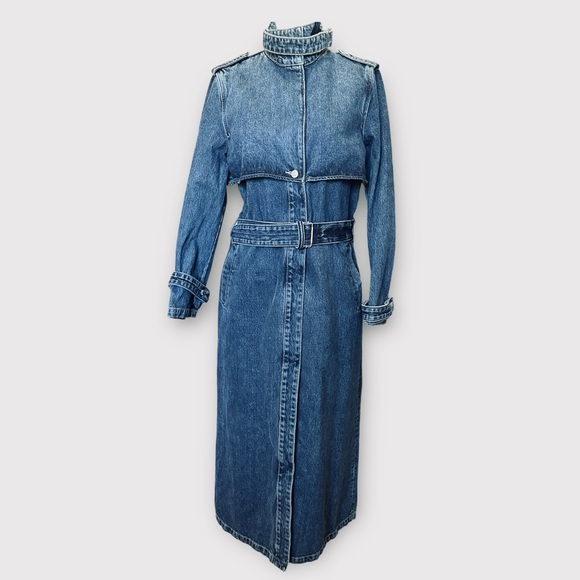 NWT Zara TRF Collection Denim Trench Coat - Picture 8 of 12
